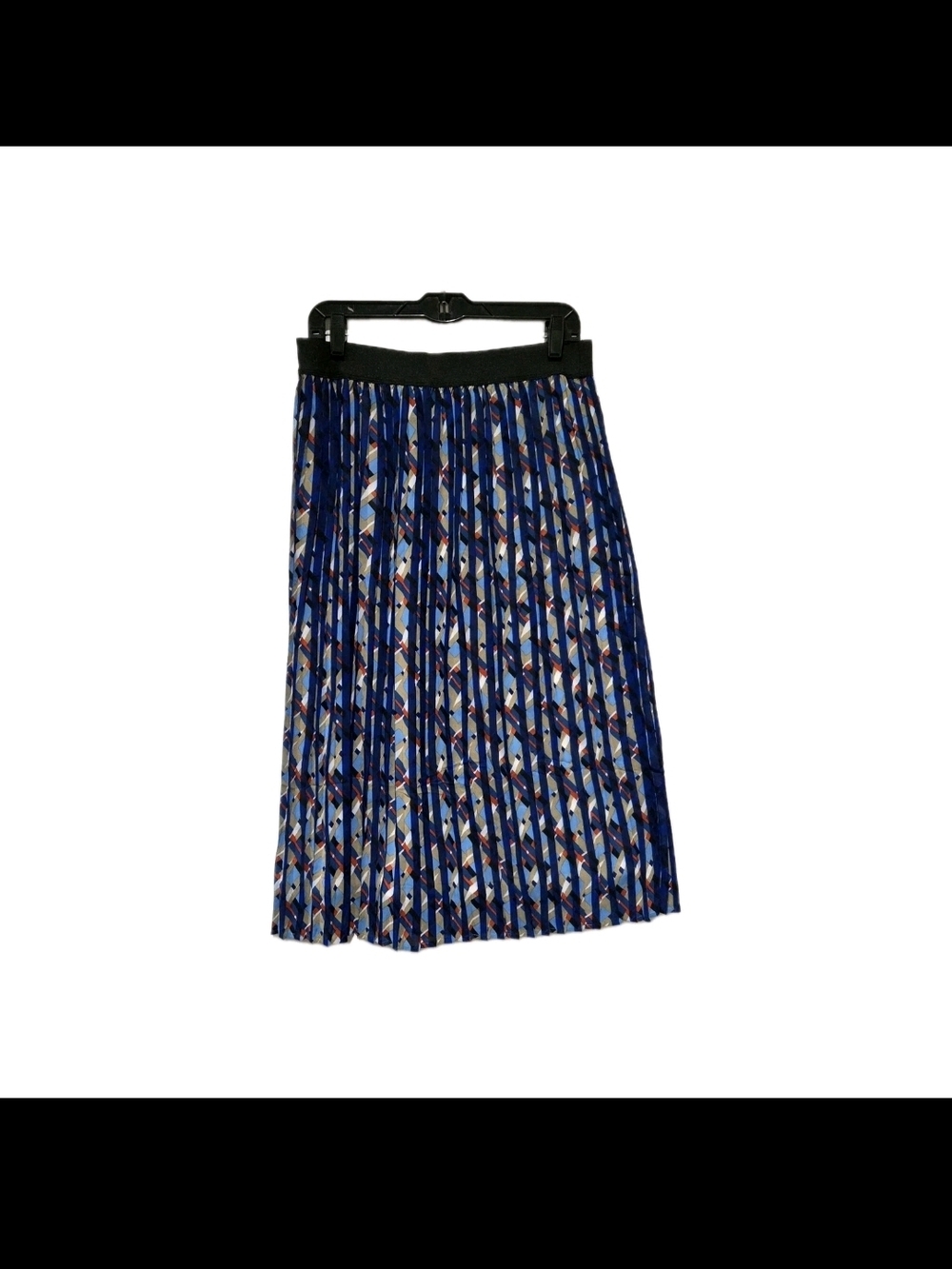 mark. Blue Pleated Geometric Maxi Skirt
